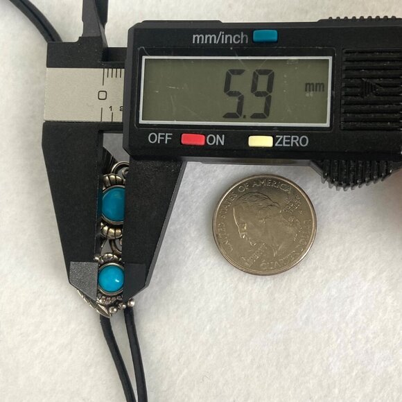 Sterling Silver 925 Dakota West Floral Leaf Turquoise Cabochon Cord Bracelet 8" - Picture 14 of 16